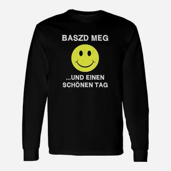Smiley-Grafik Schwarzes Langarmshirts mit Provokativem Spruch, Trendy Tee - Seseable