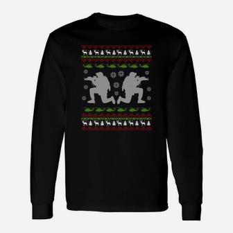 Soldier Military Ugly Christmas Sweater Zip Hoodie Long Sleeve T-Shirt - Seseable