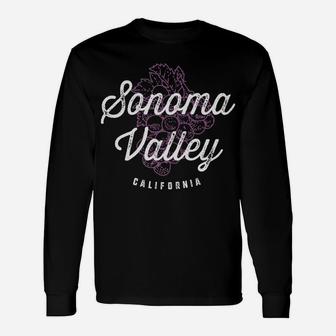 Sonoma Valley California Wine Country Vintage Long Sleeve T-Shirt - Seseable