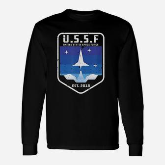 Space Force Ussf United States Space Force Retro Alien Long Sleeve T-Shirt - Seseable