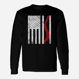 Spine Flag Chiropractic Spinal Care Chiropractor Long Sleeve T-Shirt - Seseable