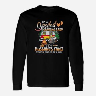 I Am A Spoiled Camping Lady Camper Pajamas For Camping Lady Long Sleeve T-Shirt - Seseable
