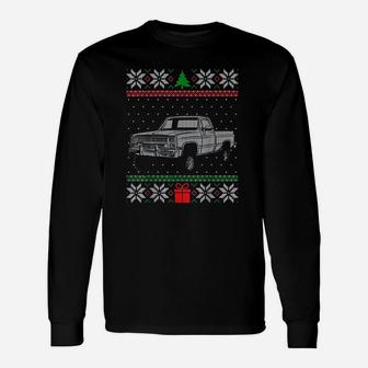 Square Body Truck Ugly Christmas Classic Vintage Pickup Long Sleeve T-Shirt - Seseable