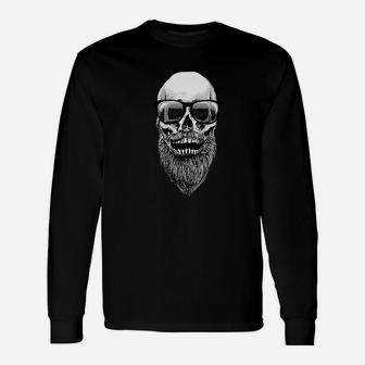 St Patricks Dads A Skull Face With Beard And Glasses Long Sleeve T-Shirt - Seseable