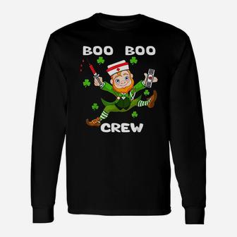 St Patrick's Day Boo Boo Crew Nurse Leprechaun Long Sleeve T-Shirt - Seseable