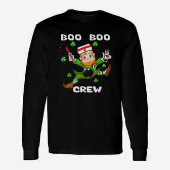 St Patricks Day Boo Boo Crew Nurse Leprechaun Nurse Long Sleeve T-Shirt - Seseable