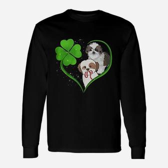 St Patricks Day Cute Dog Couple Love Long Sleeve T-Shirt - Seseable