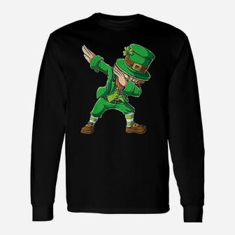 St Patricks Day Dabbing Leprechaun Dab Long Sleeve T-Shirt - Seseable