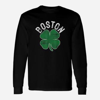 St Patricks Day Shamrock Massachusetts Boston Irish Green Long Sleeve T-Shirt - Seseable