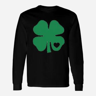 St Patricks Day S Irish Shamrock Green Clover Heart Long Sleeve T-Shirt - Seseable