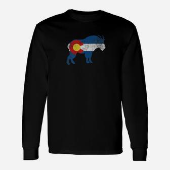 State Flag Of Colorado Vintage Mountain Goat Long Sleeve T-Shirt - Seseable