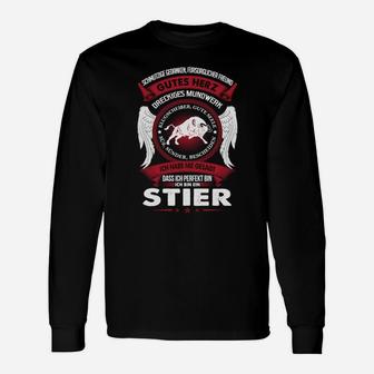 Stier Sternzeichen Langarmshirts für Herren, Astrologie Motiv - Schwarz - Seseable