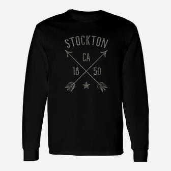 Stockton California Vintage Distressed Style Home City Long Sleeve T-Shirt - Seseable