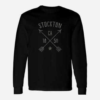 Stockton California Vintage Style Home City Long Sleeve T-Shirt - Seseable