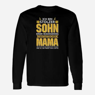 Stolzer Sohn einer tollen Mutter Langarmshirts in Schwarz, Familien Tee - Seseable