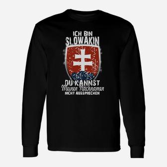 Stolzes Erbe Slowakei Langarmshirts, Ich bin Slowakin mit Flagge & Spaß-Spruch - Seseable