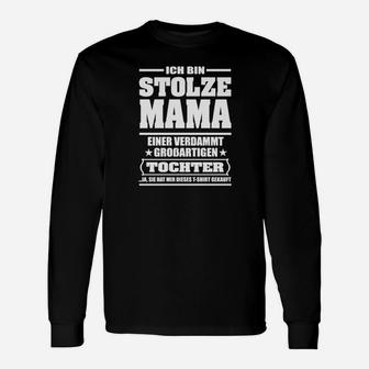 Stolzes Mama und Tochter Statement Langarmshirts, Schwarz - Seseable