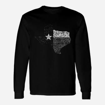 Strange Cargo Texas State Flag Outline Black And Grey Long Sleeve T-Shirt - Seseable