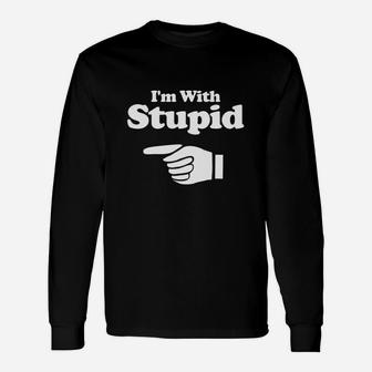Im With Stupid Pair Couple Brother Sister Long Sleeve T-Shirt - Seseable
