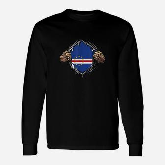 Super Cape Verdean Heritage Patriotic Cape Verde Roots Long Sleeve T-Shirt - Seseable