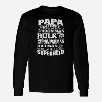 Superheld Papa Langarmshirts, Herren Vatertag Aufdruck - Seseable