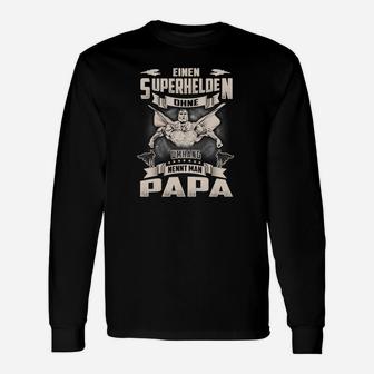 Superhelden Papa Langarmshirts Schwarz, Herren mit Spruch - Seseable