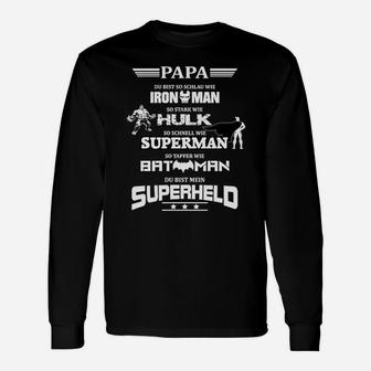 Superhelden Papa Langarmshirts, Schwarzes Herren-Langarmshirts mit Superhelden-Motiv - Seseable