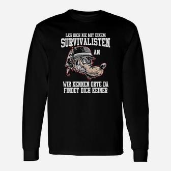 Survivalisten Langarmshirts Schwarz, Motiv mit Überlebensspruch - Seseable