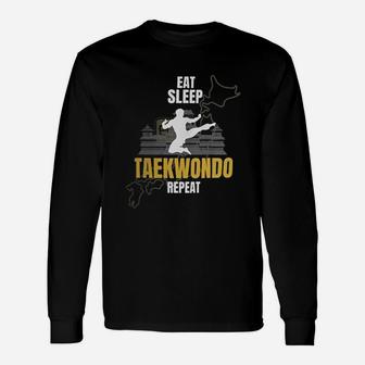 Taekwondo Athlete Ideas Eat Sleep Taekwondo Repeat Long Sleeve T-Shirt - Seseable