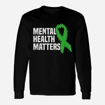 Mental Health Matters Green Ribbon Mental Health Awareness Long Sleeve T-Shirt - Seseable