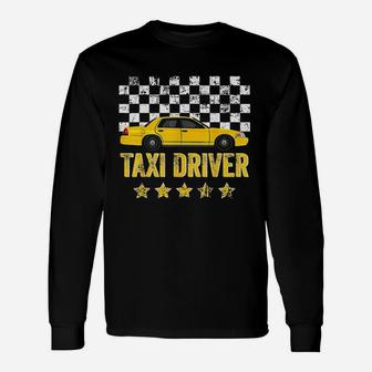 Taxi Cab Driver Vintage Checker Long Sleeve T-Shirt - Seseable