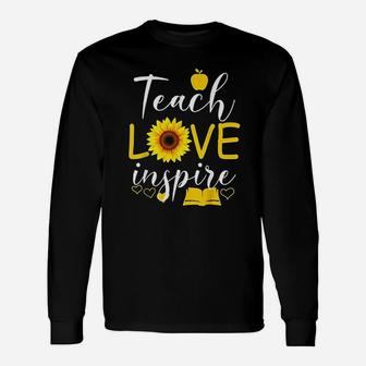 Teach Love Inspire Sunflower Teacher Long Sleeve T-Shirt - Seseable