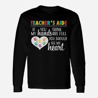 Teacher Aide Appreciation Cute Heart Long Sleeve T-Shirt - Seseable