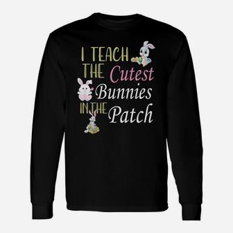 Teacher Easter For Teachers Cute Cutest Bunnies Happy Long Sleeve T-Shirt - Seseable