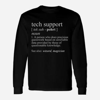 Tech Support Definition Cute Computer Nerd Long Sleeve T-Shirt - Seseable
