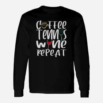 Tennis Player Coach Coffee Wine Lover Christmas Long Sleeve T-Shirt - Seseable