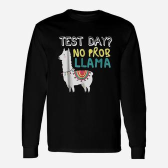Test Day Llama Teacher Exam Testing Long Sleeve T-Shirt - Seseable