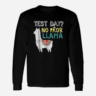 Test Day Llama Teacher Exam Testing Teaching Long Sleeve T-Shirt - Seseable