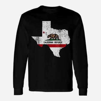 Texas California Flag California Transplant Long Sleeve T-Shirt - Seseable