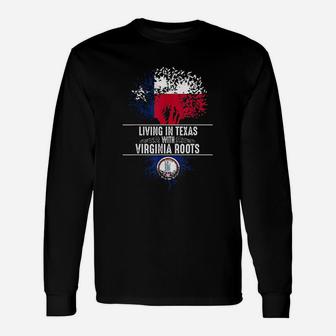 Texas Home Virginia Roots State Tree Flag Love Long Sleeve T-Shirt - Seseable