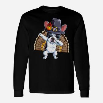 Thanksgiving For Dabbing French Bulldog Pilgrim Long Sleeve T-Shirt - Seseable