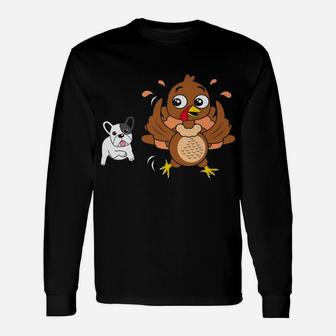 Thanksgiving For French Bulldog Lovers Long Sleeve T-Shirt - Seseable