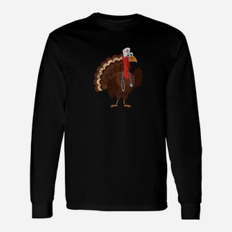 Thanksgiving Nurse Turkey Feast Day Food Distressed Long Sleeve T-Shirt - Seseable