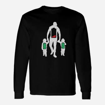 Tired Twin Dad Low Battery Full Charge Long Sleeve T-Shirt - Seseable