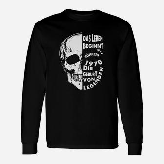 Totenkopf Langarmshirts Herren, Jahrgang 1970 Leben beginnt mit Fünfzig - Seseable