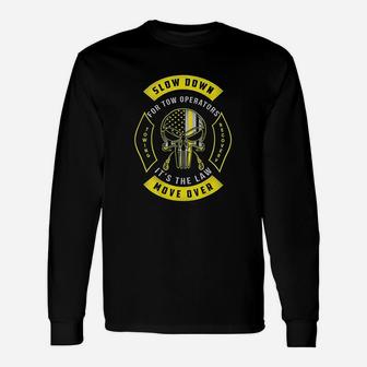 Tow Lives Matter Thin Yellow Line Tow Truck Driver Long Sleeve T-Shirt - Seseable