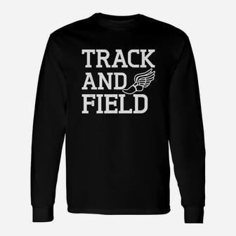 Track And Field With Track And Field Symbol Long Sleeve T-Shirt - Seseable