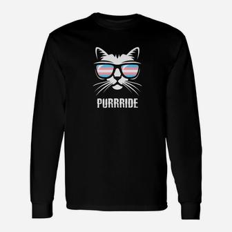 Transgender Pride Cat Lover Lgbt Pride Long Sleeve T-Shirt - Seseable