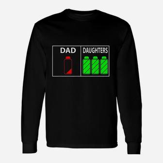 Triplet Dad Of Three Daughters Fathers Day Long Sleeve T-Shirt - Seseable