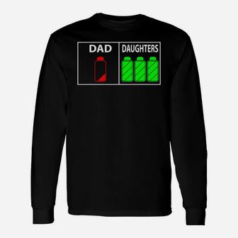 Triplet Dad Of Three Daughters Shirt Fathers Day Long Sleeve T-Shirt - Seseable